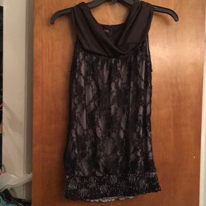 Black and silver dress tank with elastic waist